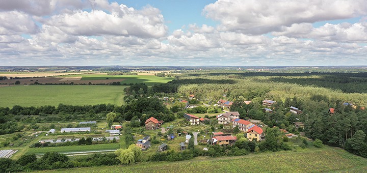 Luftaufnahme Ökodorf Sieben Linden