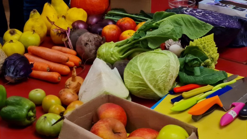 Teilnehmende bringen Produkte aus dem Garten mit